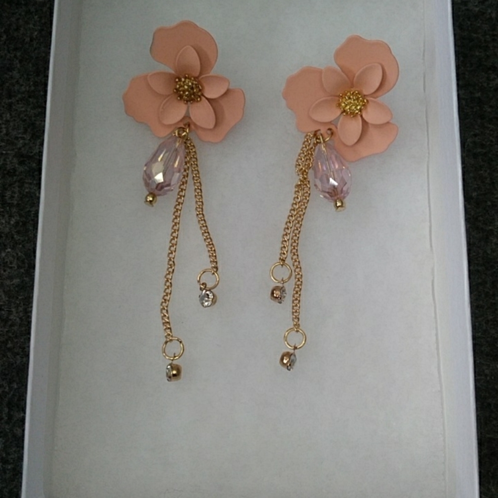 Flower Long Drop Earrings